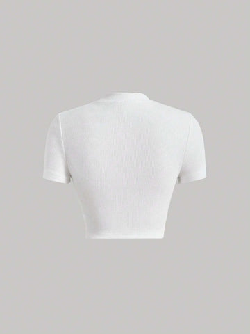 MOD Solid Wrap Hem Crop Tee