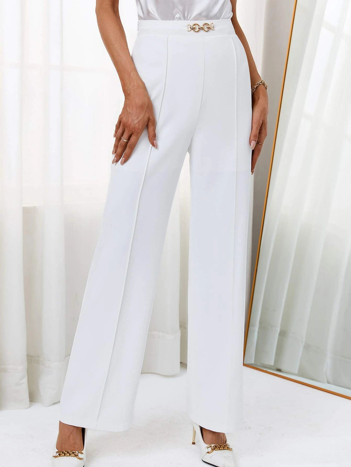 Unity Chain Detail Straight Leg Pants