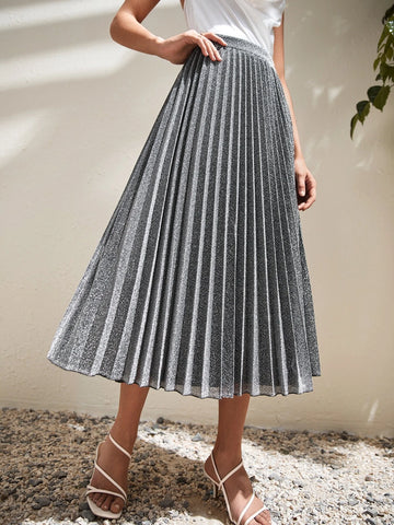 Frenchy Glitter High Waist Pleated Skirt