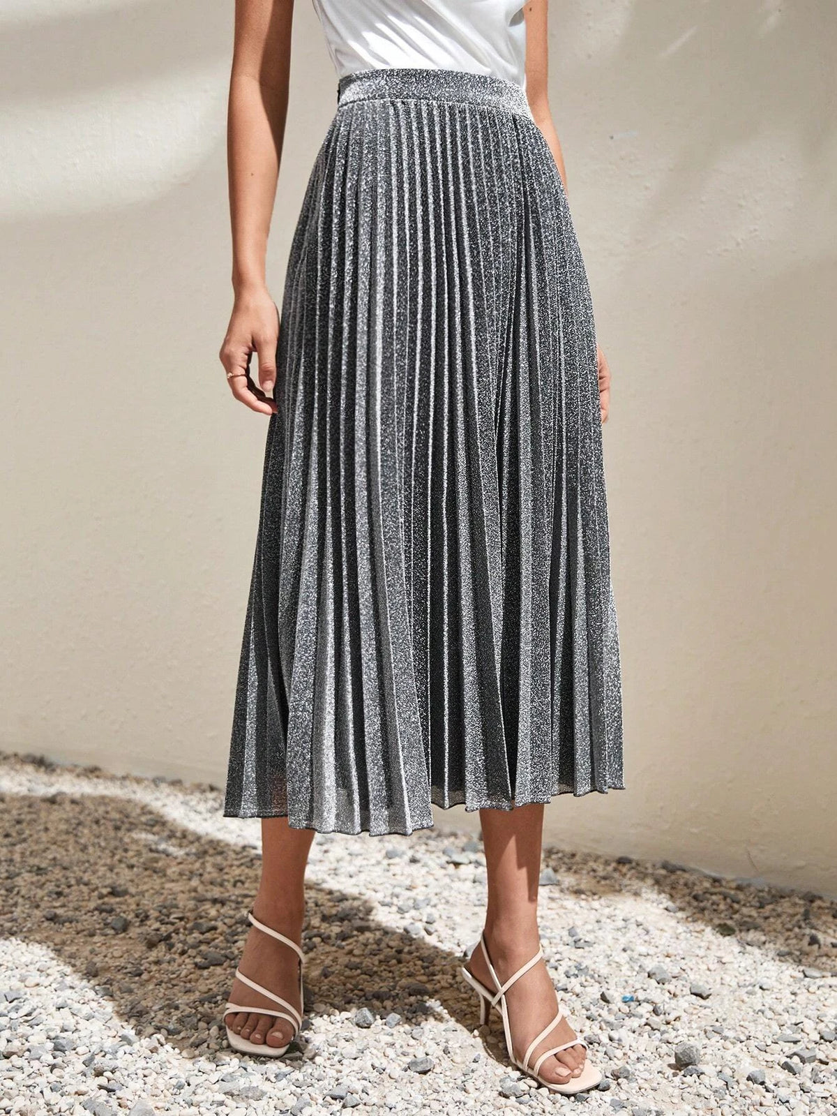 Frenchy Glitter High Waist Pleated Skirt