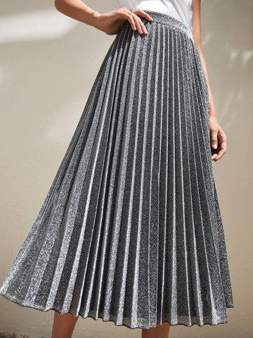 Frenchy Glitter High Waist Pleated Skirt
