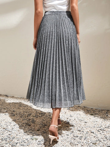 Frenchy Glitter High Waist Pleated Skirt