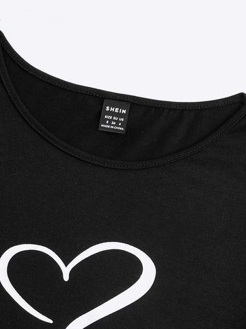 Unity Heart & Houndstooth Print Puff Sleeve Tee