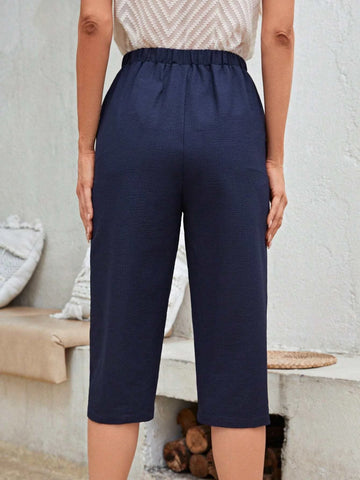 EMERY ROSE Solid Split Hem Knot Waist Capri Pants