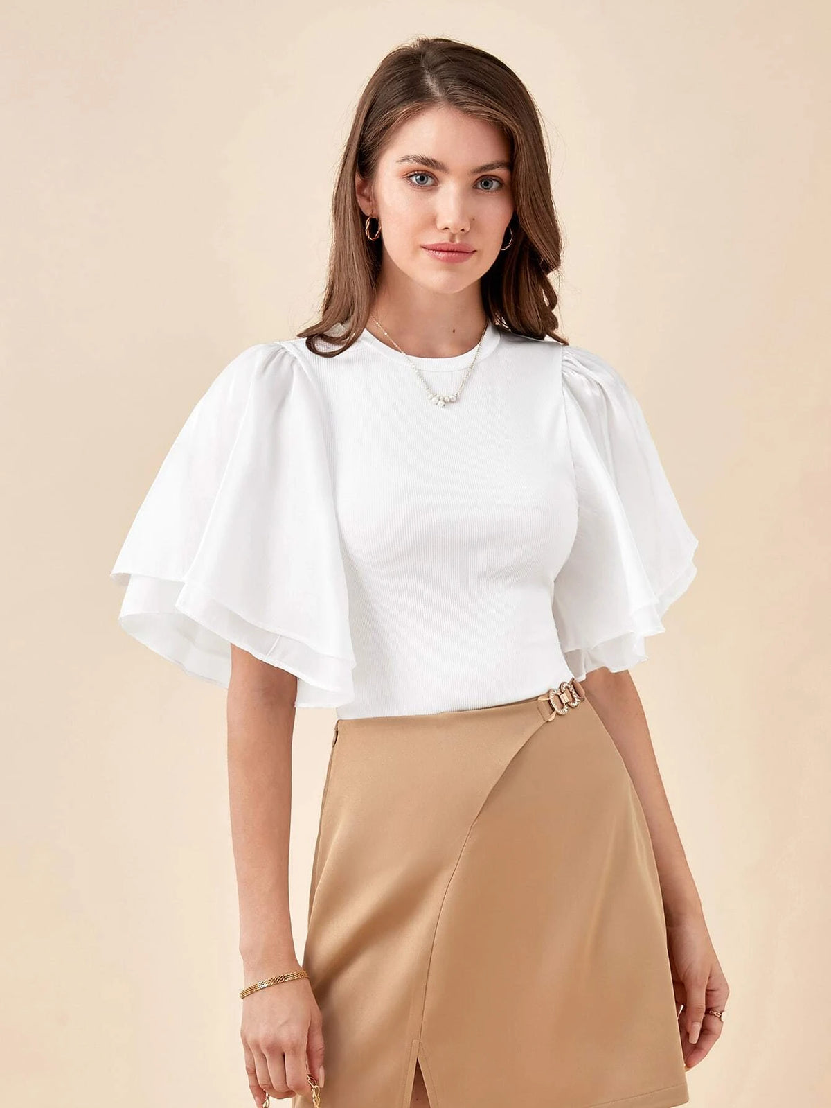 BIZwear Solid Butterfly Sleeve Tee