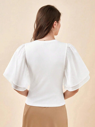 BIZwear Solid Butterfly Sleeve Tee