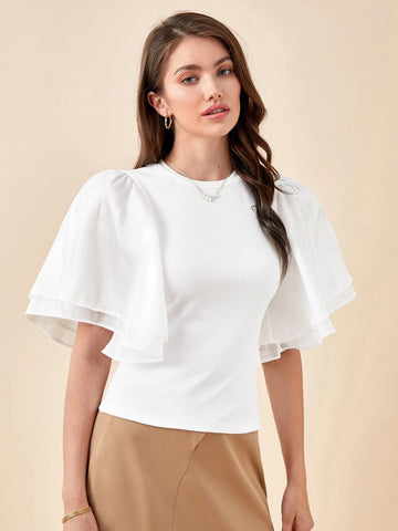 BIZwear Solid Butterfly Sleeve Tee