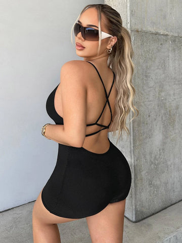 Solid Backless Cami Unitard Jumpsuit
