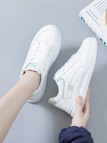 Women Letter Graphic Skate Shoes, Lace-up Front Sporty Sneakers