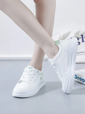 Women Letter Graphic Skate Shoes, Lace-up Front Sporty Sneakers