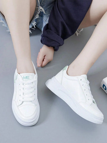 Women Letter Graphic Skate Shoes, Lace-up Front Sporty Sneakers