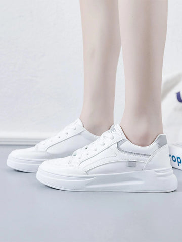 Women Letter Graphic Skate Shoes, Lace-up Front Sporty Sneakers