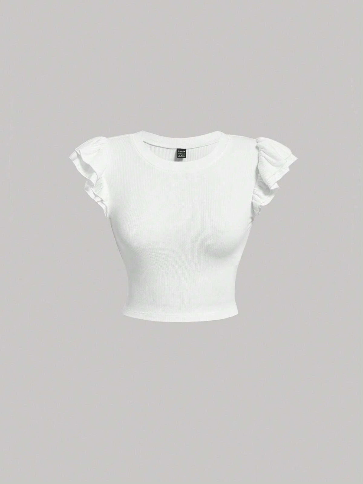 MOD Solid Ruffle Trim Crop Tee