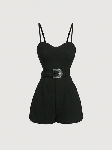 Solid Cami Romper Without Belt
