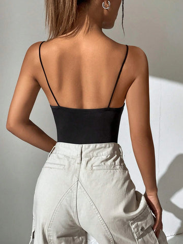 Solid Cut Out Cami Bodysuit