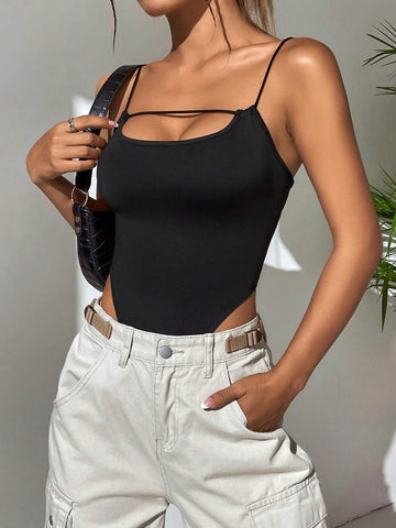 Solid Cut Out Cami Bodysuit