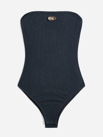 Letter Patched Detail Tube Bodysuit