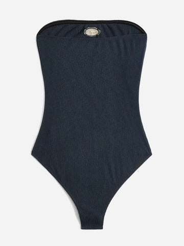 Letter Patched Detail Tube Bodysuit