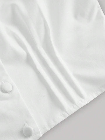 MOD Puff Sleeve Lace Trim Crop Shirt