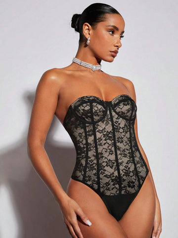 Backless Lace Tube Bodysuit