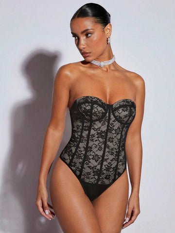 Backless Lace Tube Bodysuit
