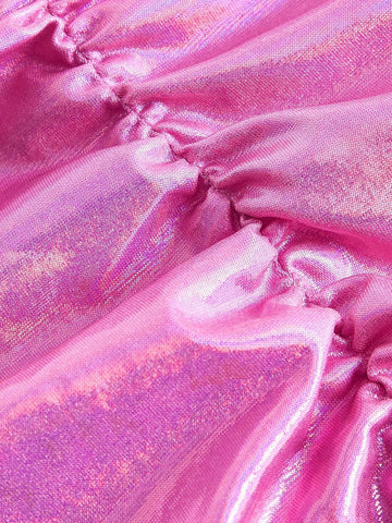 Bead Decor Cami Top & Ruched Metallic Bodycon Skirt