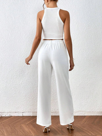 Solid Tank Top & Straight Leg Pants