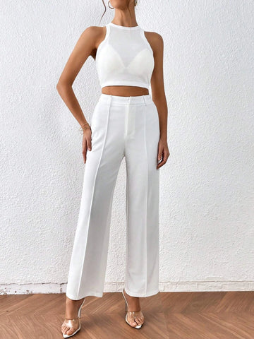 Solid Tank Top & Straight Leg Pants