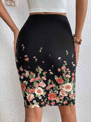 EMERY ROSE Floral Print Bodycon Skirt