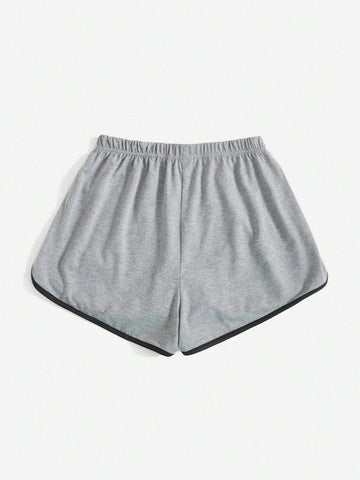 EZwear Letter Graphic Contrast Binding Track Shorts