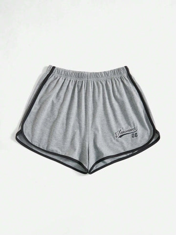 EZwear Letter Graphic Contrast Binding Track Shorts