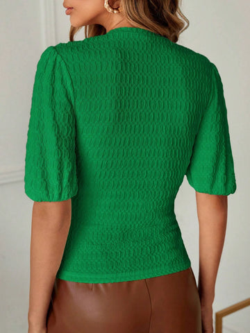 EMERY ROSE Solid Puff Sleeve Tee