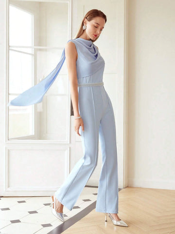 MOTF PREMIUM DRAPED CAPE SLEEVE JUMPSUIT