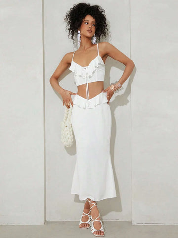 Knot Front Backless Cami Top & Skirt