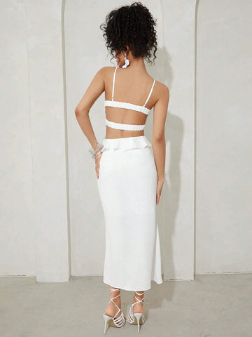 Knot Front Backless Cami Top & Skirt