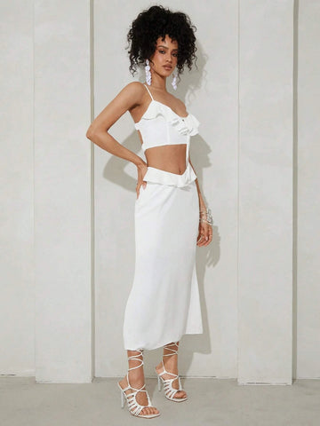 Knot Front Backless Cami Top & Skirt