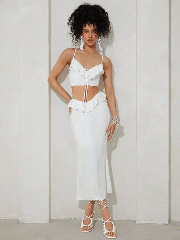 Knot Front Backless Cami Top & Skirt