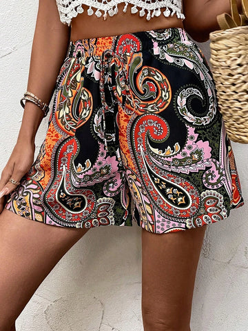 EMERY ROSE Paisley Print Tie Front Shorts