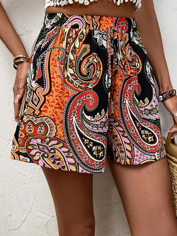 EMERY ROSE Paisley Print Tie Front Shorts