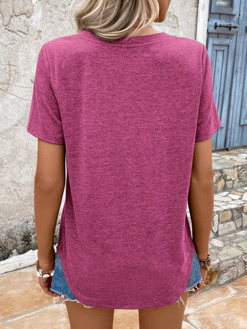 EMERY ROSE Solid V Neck Tee