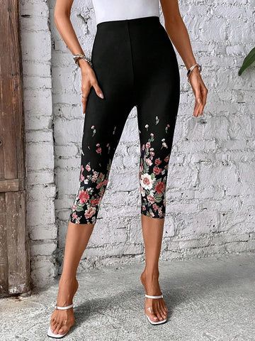 EMERY ROSE Floral Print Capri Leggings