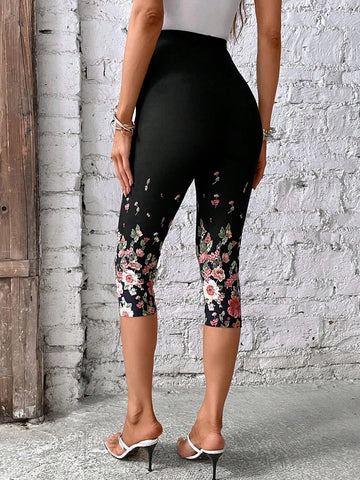 EMERY ROSE Floral Print Capri Leggings