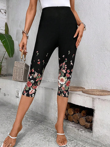 EMERY ROSE Floral Print Capri Leggings