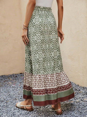 EMERY ROSE Floral Print Ruffle Hem Skirt