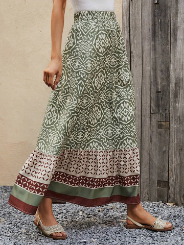 EMERY ROSE Floral Print Ruffle Hem Skirt