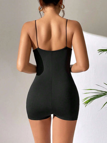 Solid Cami Unitard Romper