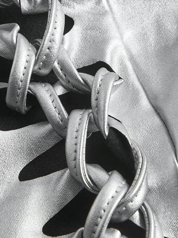 ICON Bikercore Lace Up Side PU Leather Bodycon Skirt