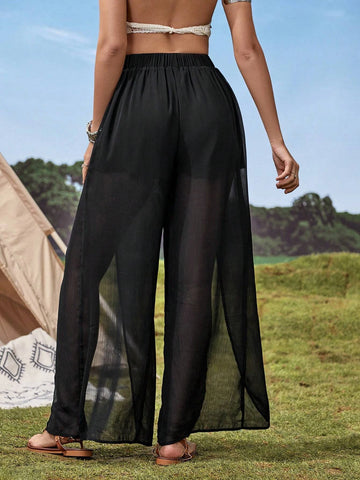 VCAY Split Thigh Wide Leg Pants