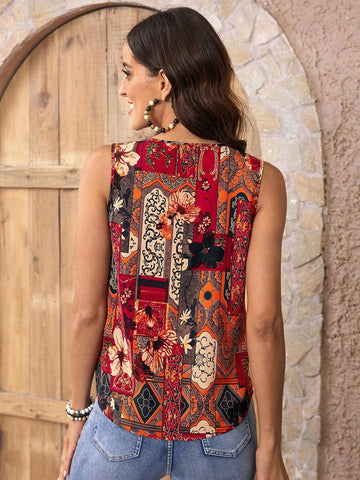 EMERY ROSE Floral Print Sleeveless Blouse
