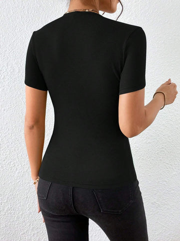 Unity Square Neck Button Detail Tee